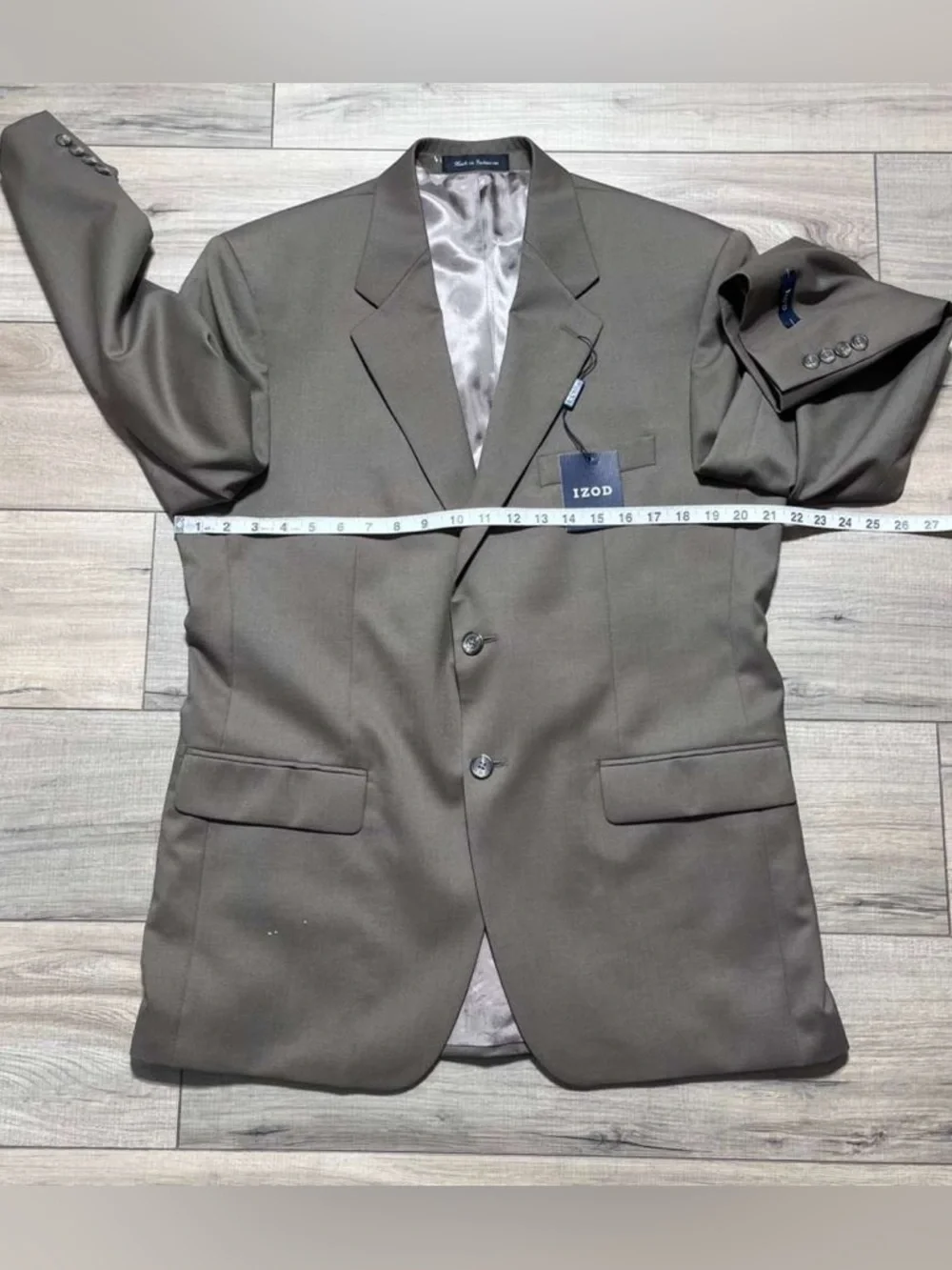 IZOD Mens 100% Wool 2 Button Suit Coat‎ Jacket Size 40R Taupe